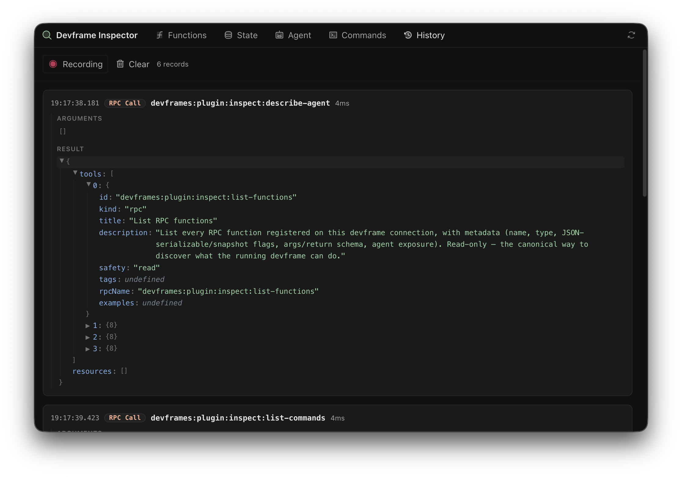 Devframe Inspector screenshot
